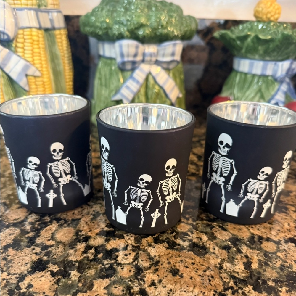 Stanley Black Skeleton Candle Holders